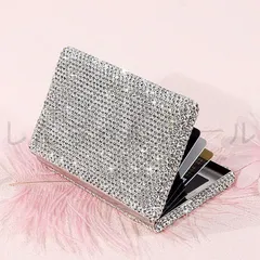 Swarovski 名刺入れ シルバーグレー　パスケース　未使用 薄い名刺ケース - PearlSilver Elegance】 レザー 本革 シルバー
