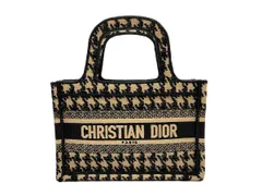 【極美品】Christian Dior クリスチャン ディオール ブックトート ミニ オブリーク エンブロイダリー キャンバス ブラック×ベージュ 中古 ハンドバッグ トートバッグ レディース 女性用 ブランド 黒 希少 レア プレゼント ギフト バック