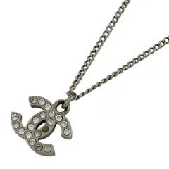 シャネル CHANEL ココマーク ラインストーン ネックレス CCマーク ネックレス シルバーメッキ シルバー レディース 【中古】