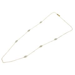 新品同様 SWAROVSKI スワロフスキー ビジュー ロング ネックレス アクセサリー ゴールドカラー レディース 古着 中古 USED