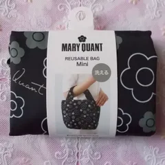 マリークワント MARY QUANT 洗えるエコバッグ REUSABLE BAG Mini デイジーフラワー・ブラック