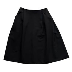CHANEL シャネル デニムスカート 青 フレア フリル 膝丈 ロゴ