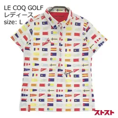 LE COQ GOLF ルコックゴルフ 半袖 ポロシャツ 総柄 ホワイト系 L [240001983127]#