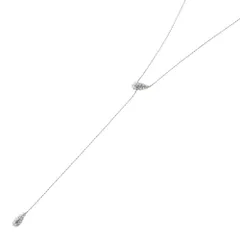 【シルバー × フリーサイズ】[Cream dot. クリームドット公式] ネックレス レディース ステンレス製 金属アレルギー つけっぱなし サージカルステンレス ロング Y字 チェーン パヴェ ドロップ スライド式 調整可能 大人 上品