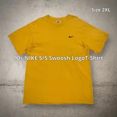 90s NIKE S/S Swoosh LogoT-Shirt ナイキ スウッシュロゴTシャツ イエロー 2XLサイズ ロゴ刺繍 オーバーサイズ ビッグサイズ