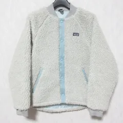 良品 patagonia パタゴニア キッズ レトロX ボマー ジャケット ボア フリース ブルゾン 65415 XL 14 グレー系×ライトブルー キッズ 古着 中古 USED