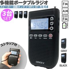 포켓 라디오 와이드 FM FM AM 대응 휴대용 라디오 3 개 세트 2 컬러 음악 플레이어 MP3 스피커 블루투스 bluetooth 충전식 시계 알람 시계 자동 온