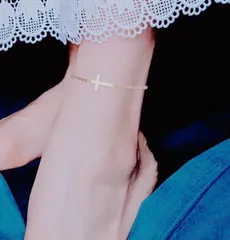 横クロス ステンレスアンクレット ゴールド