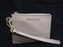 ■美品■ MICHAEL KORS マイケルコース レザー ストラップ付き フラグメントケース 財布 ウォレット ピンクベージュ系 DJ3500
