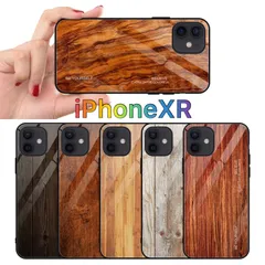 03.iPhoneXR用ケース 木目調 強化ガラス 耐衝撃