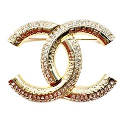 シャネル(CHANEL) ココマーク ラインストーン ブローチ シャンパンゴールド メタル シャンパンゴールド金具 B23C 新品同様 レディース アクセサリー ブローチ