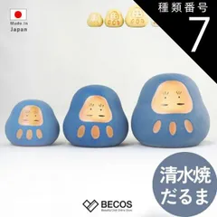 種類7：青/S 京焼・清水焼 だるま 置物 ギフト おしゃれ 高級 | 陶器 S M L 白 黄色 青 | 和インテリア 日本製 国産 職人 陶謙窯 | 海外 手土産 モダン お守り 開運 必勝 合格 祈願 金運 招福 大願成就 | 開店祝い 開業祝い 結婚祝