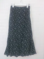 ◇ one after another NICE CLAUP ウエストゴム 花柄 膝下丈 マーメイド スカート サイズF ブラック レディース E  【1305090001258】
