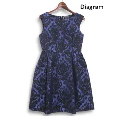 Diagram ダイアグラム グレースコンチネンタル フラワー ジャガード★ ノースリーブ ワンピース ドレス Sz.36 レディース