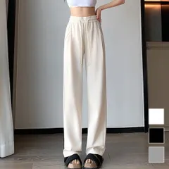 ハイウエストスウェットパンツ レディース 10代 20代 30代 韓国ファッション カジュアル 春 秋 冬 可愛い おしゃれ シンプル ズボン 白 黒