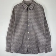 古着 エディー・バウアー Eddie Bauer 長袖シャツ ボタンダウン 胸ポケット L  グレー系 チェック メンズ