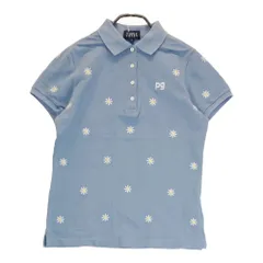 サイズ：1 PEARLY GATES パーリーゲイツ  半袖ポロシャツ 花刺繍 ブルー系 [240001166769] ゴルフウェア レディース ストスト