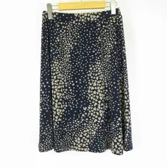 #a ローラアシュレイ LAURAASHLEY スカート 9 紺 ベージュ 総柄 ハート柄 ストレッチ レディース [941280] k01