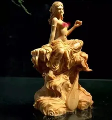 仏教美術 インド仏像 白檀木彫り 弁財天 手彫りクリシュナ仏像 骨董 風水佛 仏教美術 インド仏像 白檀木彫り 弁財天 手彫りクリシュナ仏像