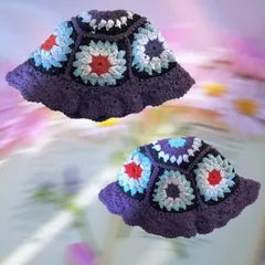 バケットハット／モチーフ編み／ベビーキッズ