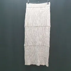 ◇ ◎ ●未使用● MERCURYDUO リブ フリル ウエストゴム 上品 ロング タイト スカート サイズF オフホワイト レディース E 【1309040036079】