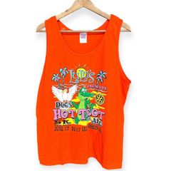 美品 恐竜 タンクトップ オレンジ コットン M レディースL相当 Y2K 古着 90sビンテージ ビンテージ 00s アメカジ
