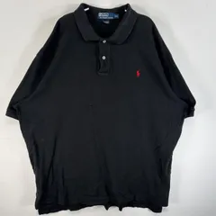 古着 90's/90年代 ポロバイラルフローレン Polo by Ralph Lauren 半袖 ポロシャツ ワンポイント ロゴ 刺繍 2ボタン 大きいサイズ XXL  ブラック 無地 メンズ