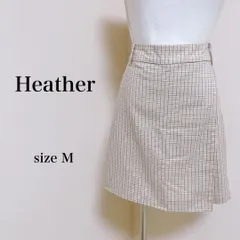 Heather ヘザー キュロットスカート ミニ チェック ベージュ M 古着 匿名配送 送料無料 レディース  【6-43】