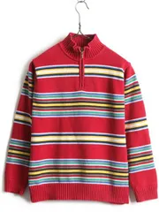 ■ LAUREN ラルフローレン ボーダー ジップネック 長袖 コットン ニット