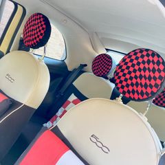 No.374 FIAT500 ヘッドレストカバー4点セット　ハンドメイド