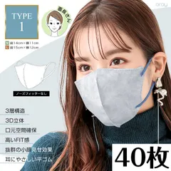 【タイプ1☆Lサイズ①】マスク 不織布 40枚 3D 立体 耳紐 バイカラー カラー 息苦しくない 蒸れない 小顔 大人 口紅つきにくい 耳痛くない ny488-1-l