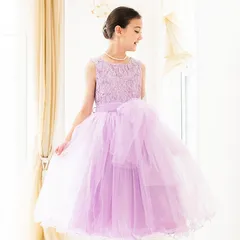 【ライラック】スパンコールレースチュールドレス TAK キッズ キャサリンコテージ
