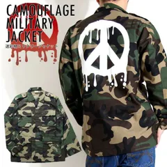 迷彩柄 ジャケット メンズ MILITARY JACKET CAMO Sサイズ ミリタリージャケット レディース 長袖 小さいサイズ キャンプ M-65 ライトアウター 戦闘服 B.D.U 米軍 ピースマーク アメカジ カモフラ柄 ミリジャケ 160cm～