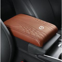 ◆ボルボ VOLVO◆ブラウン◆アームレストマット コンソールボックスパッド 形状記憶 肘置きカバー 収納ボックスマット 革製 高めパッド