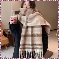 送料無料 フリンジマフラー大判ストールリバーシブル レディース 韓国風 厚手マフラー ボリューム感 ふんわり 防寒保温 ネックウォーマー秋冬 暖かいニットマフラー 通勤通学 防寒防風 ショール 秋冬ひざ掛け羽織り チェック柄ふわふわ