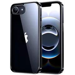 NIMASO iPhone 16e 用 ケースクリア 黄変防止 耐衝撃 米軍MIL規格 SGS認証 PC背面 いPhone 16e 対応 ケース 傷つけ防止 超薄型 軽量 ワイヤレス充電対応 アイフォン 16e対応（6.1インチ） スマホケース ブラック（ 1