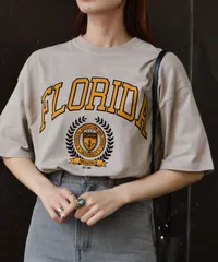 CHAMPION　フロッキープリントフロリダTシャツ フリーサイズ Tシャツ ビッグシルエット カレッジTシャツ アパレル 夏服 ユニセックス ビッグシルエット