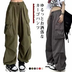 カーゴパンツ レディース ゆったり ワイド ルーズ ズボン ボトムス おしゃれ かわいい シンプル 無地 楽 動きやすい 女性用 春 秋 薄手 10分丈 大きいサイズ サイドポケット ウエストゴム ド#ggfc1152
