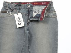 DOLCE&GABBANAドルガバダメージ加工ストレートデニムパンツ38ブルー青