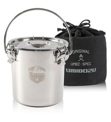 【大人気】Umibozu(ウミボウズ) 火消し壺 焚き火 ステンレス 炭消し壺 国内検品 キャンプ 収納袋付き (シルバー S)