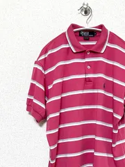【Polo RALPH LAUREN】90s USA製 刺繍ロゴ S/S ボーダーポロシャツ ポロラルフローレン M 半袖 ヴィンテージ 古着
