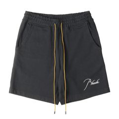 RHUDE ルード パンツ サイズ:M / 22SS ドローストリング スウェット ショート パンツ (MRHU22S3011-S) / 裏毛  / MADE IN USA / チャコールグレー / ボトムス ショーツ【メンズ】【中古】