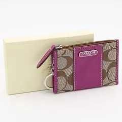 美品 箱付き コーチ シグネチャー×ピンク キーリング付 レディースコインケース 2000000 NSK INU