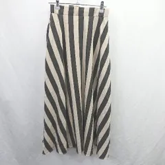 ◇ Θ antiqua patterntorso ストライプ ウエストゴム ロング フレアー スカート サイズF ベージュ ブラック レディース E  【1506190011134】