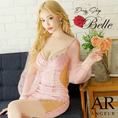 【Angel Rエンジェルアール】チェック/バスト/パール/ビジュー/ロングスリーブ/タイトミニドレス　AR23211