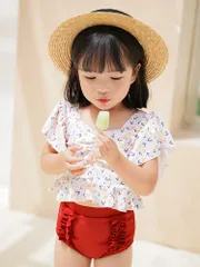 水着 女の子 UVカット かわいい おしゃれ かっこいい 水着 90cm 100cm 110cm 120cm 130cm 子供用 子供 小学生 キッズ 女子 子ども 水遊び プール 海 川 小花柄 mingsheng08