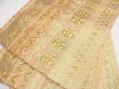 平和屋着物■佐賀錦　六通柄袋帯　吉祥花間道　金糸　逸品　ob3533