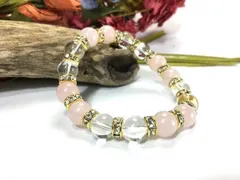 ローズクォーツ&水晶 パワーストーン ブレスレット 天然石 10mm (ゴールド) メンズ・レディース　浄化済み △