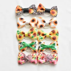 【SALE】No.51　夏のひまわりリボンゴム１０個 トリミングリボン