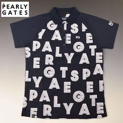 【サイズ：0・Ｓ・新品】パーリーゲイツ 日本製 ロゴ総柄 ポロシャツ 紺 055-1260908